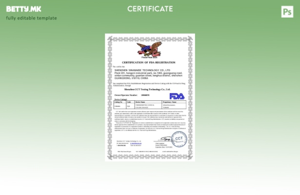 Модерен стил, шаблон за медицински сертификат од ФДУ на САД, scr